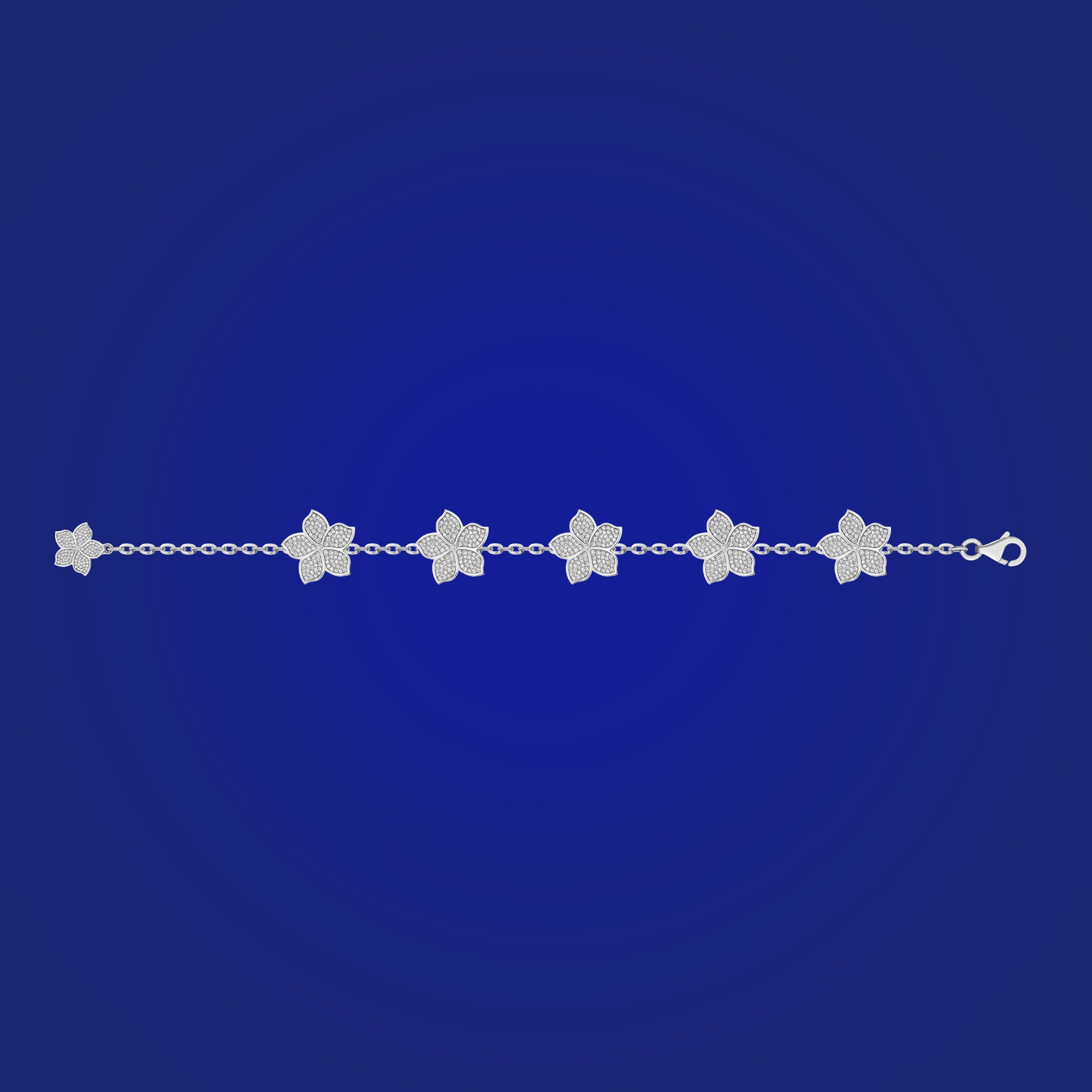 Full Diamond Bracelet with Jasmine Flowers