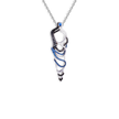 White Gold, Black Diamond, and Sapphire Necklace