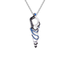 White Gold, Black Diamond, and Sapphire Necklace