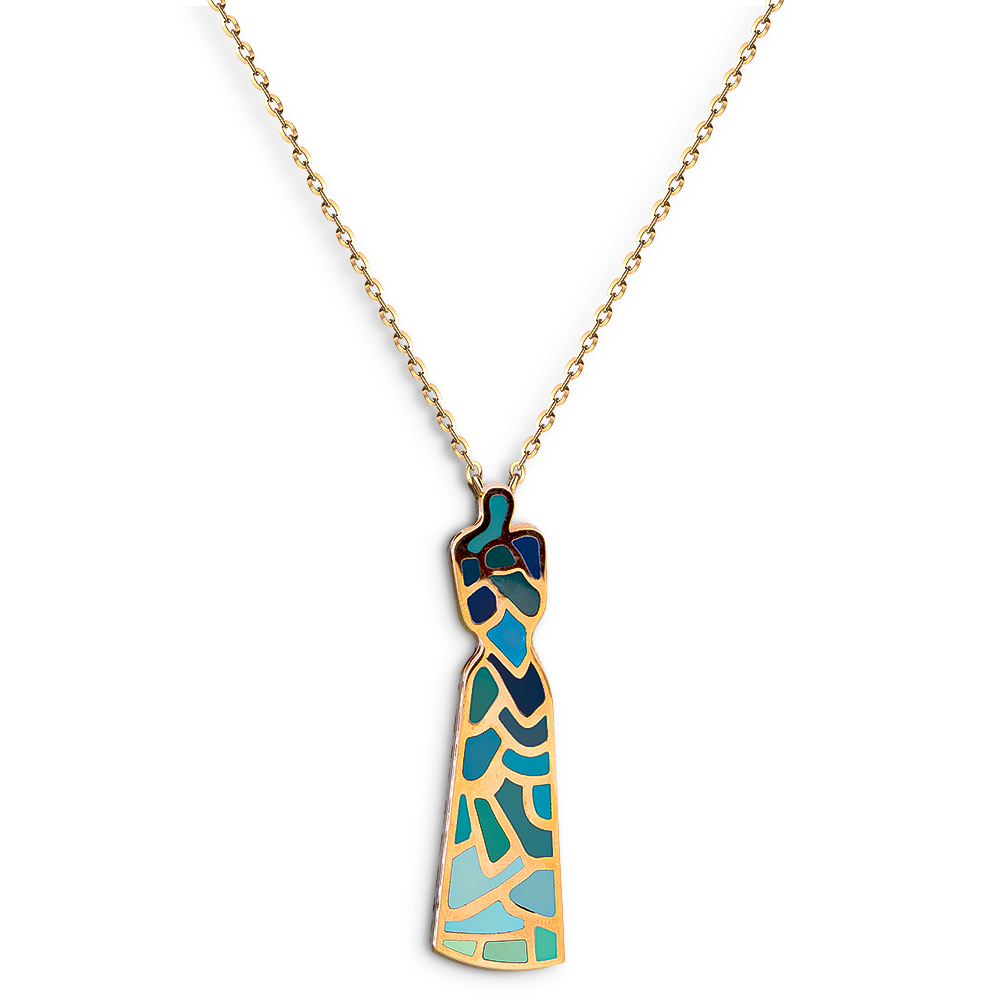 Yellow Gold and Blue Enamel Pendant