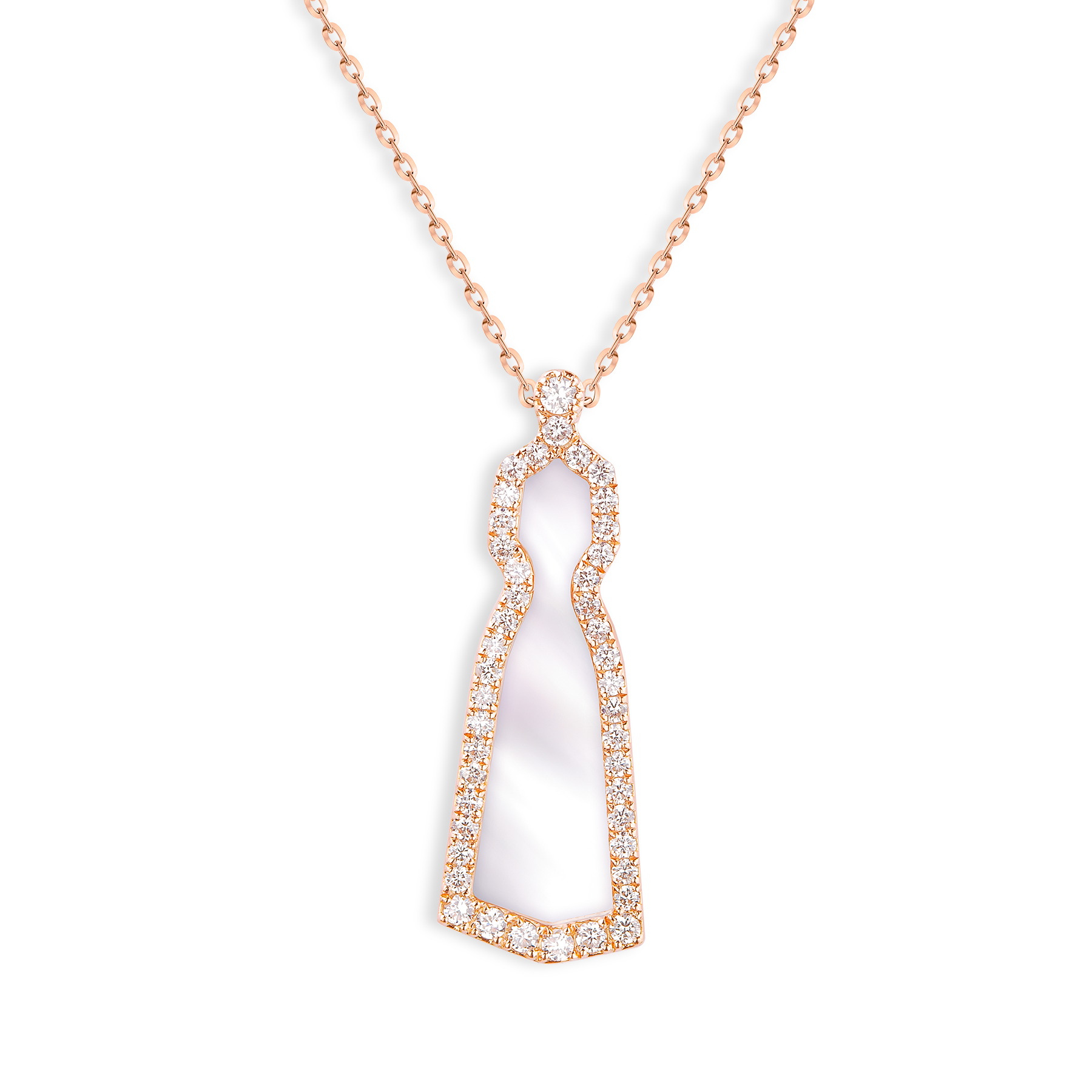 Gold with Frame DIamond and Mother of Pearl Necklace