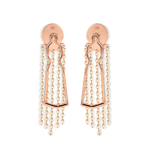 Rose Gold Dangligh Chains Frame Earrings