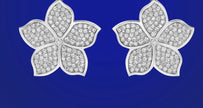 Single Jasmine Flower Earrings in Full Diamond