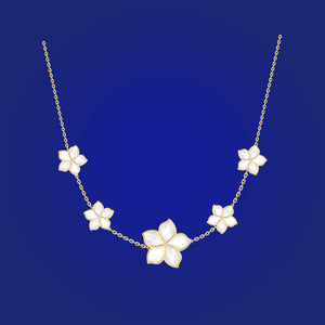 Pendant/Necklace in Frame Diamond with Mother of Pearl-Two Jasmine Flowers
