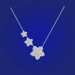 Triple Jasmine Flower Pendant-Necklace in Full Diamond